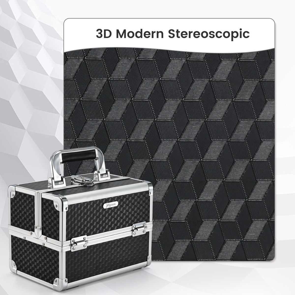 Joligrace modern black makeup case with sturdy corners