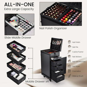 Joligrace nail case with 72 polish bottles organized on the go