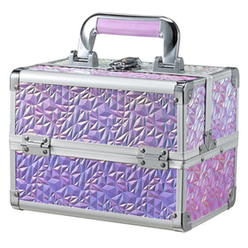 Joligrace shiny purple makeup box showing a moisture-protective, stylish travel-ready finish.