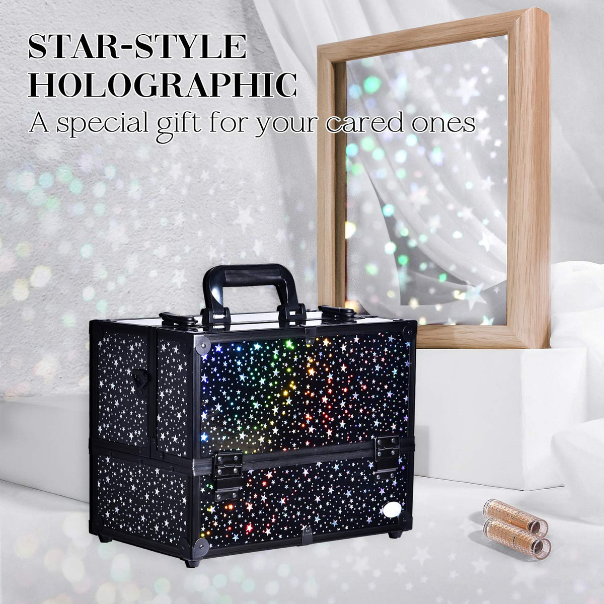 Joligrace star-pattern exterior adds style while keeping cosmetics organized.