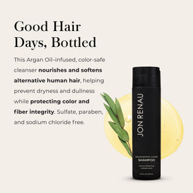 Jon Renau Argan Oil Nourishment highlights soft, hydrated fibers with lightweight feel.