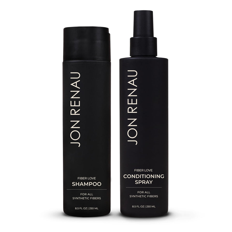 Jon Renau Fiber Love shampoo bottle for gentle cleansing preserving wig texture