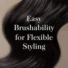 Jon Renau Flexible Holding Spray enables brushable finish with natural texture.