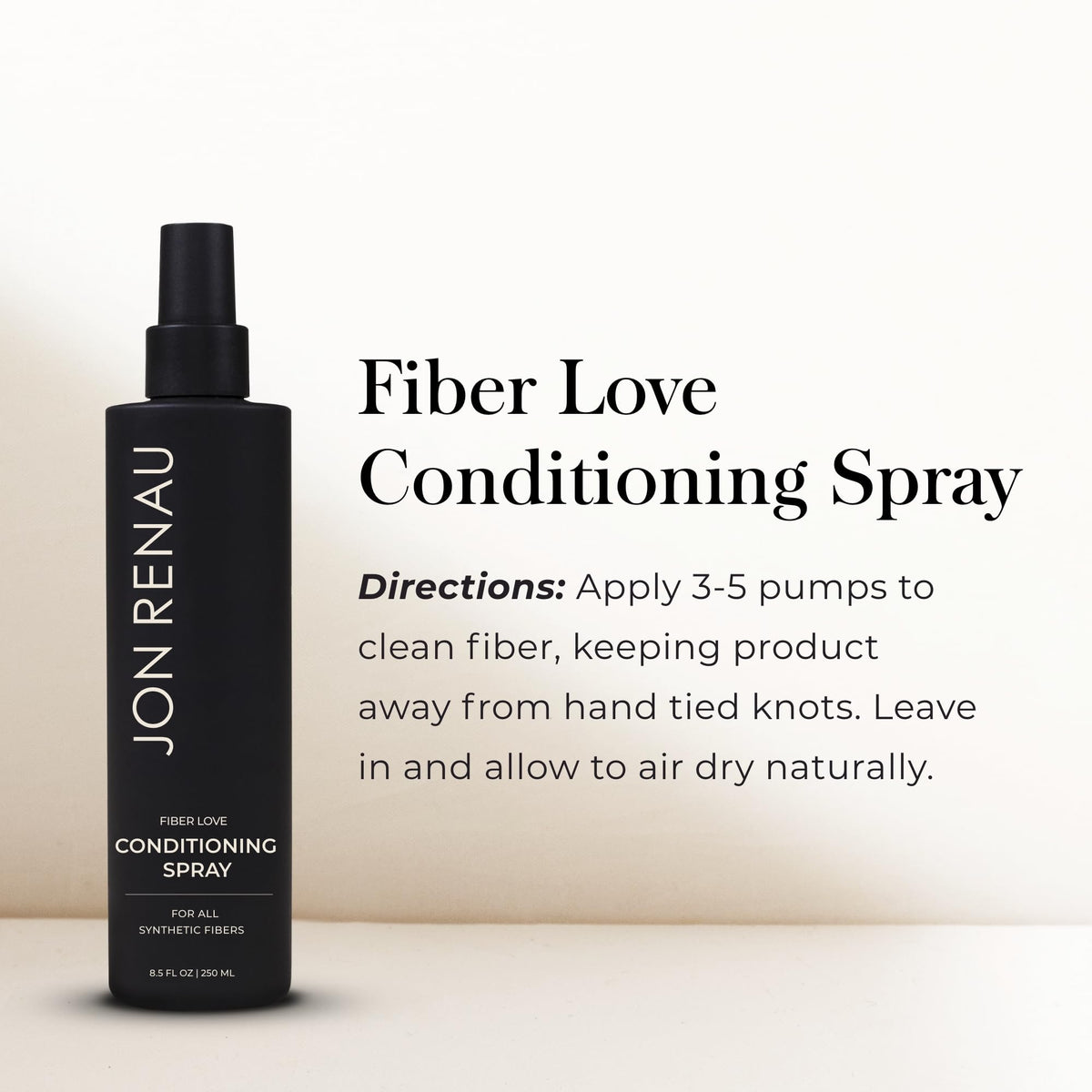 Jon Renau lightweight leave-in conditioner bottle smooths fibers between washes