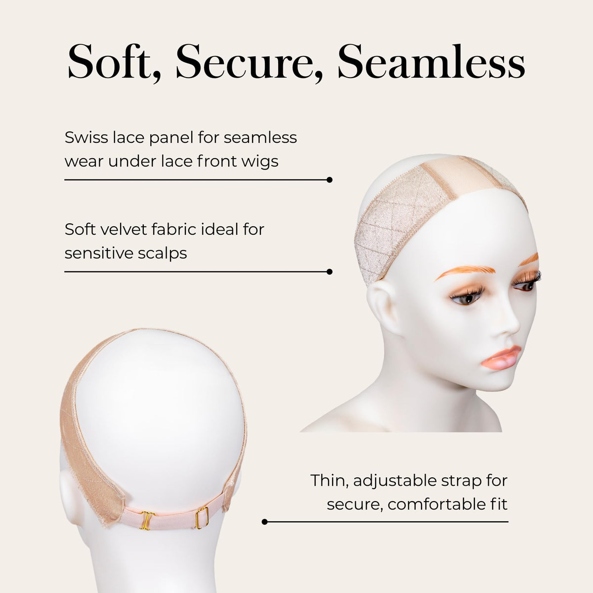 Jon Renau Stay Put Wig Grip Band uses soft velvet fabric for sensitive scalps.