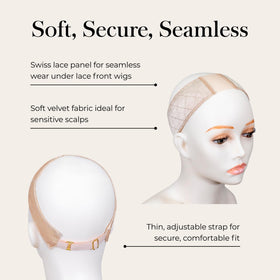 Jon Renau Stay Put Wig Grip Band uses soft velvet fabric for sensitive scalps.