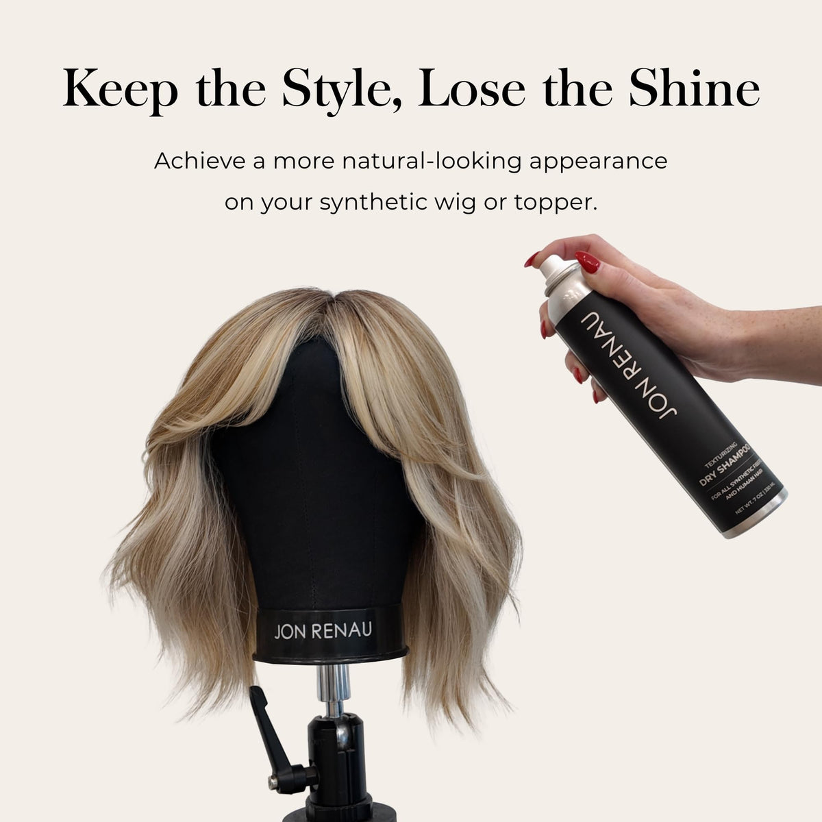 Jon Renau texturizing spray being dispensed for quick refresh and texture boost.