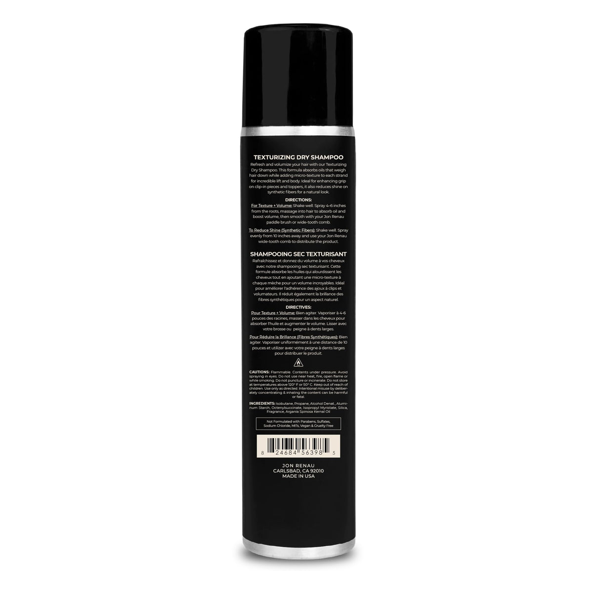 Jon Renau dry shampoo with vanilla fragrance enhances styling during use.