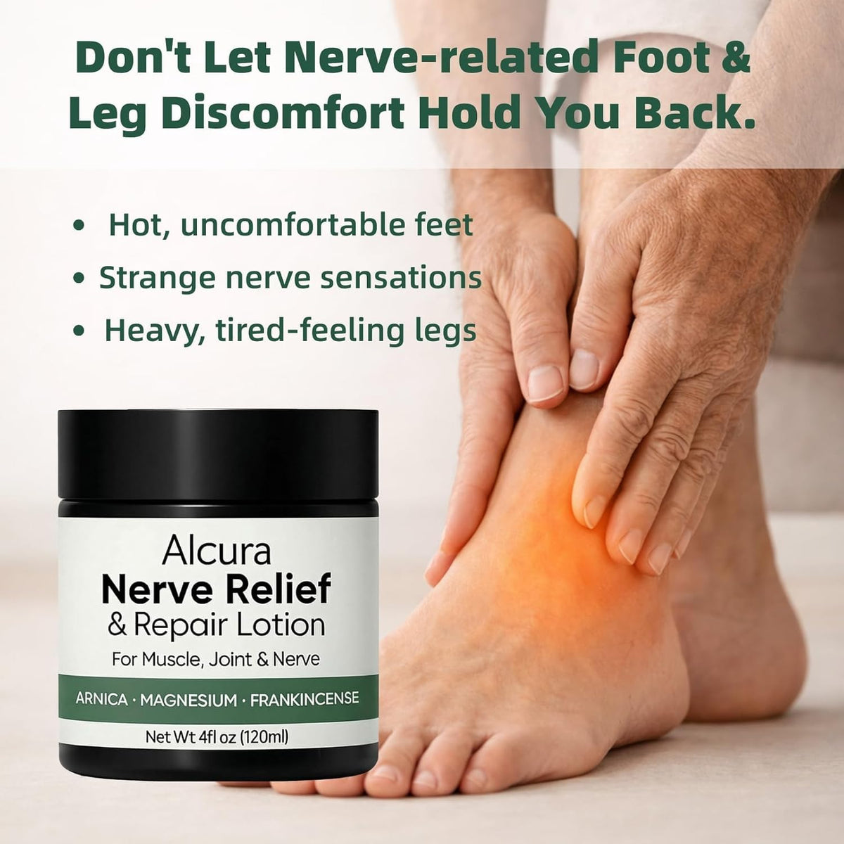 JONKEYPENY Alcura Relief Cream being massaged into clean skin on hands.
