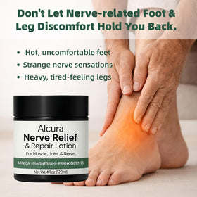 JONKEYPENY Alcura Relief Cream being massaged into clean skin on hands.
