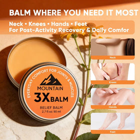 Hand applying JONKEYPENY Mountain 3X Relief Balm on skin for soothing touch