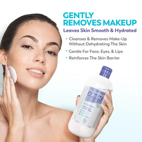 Jonzac micellar water used to remove eye makeup with hypoallergenic formula.