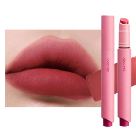 Joocyee Velvet Rouge Lipstick Pencil swatch showing soft matte finish and rich color.