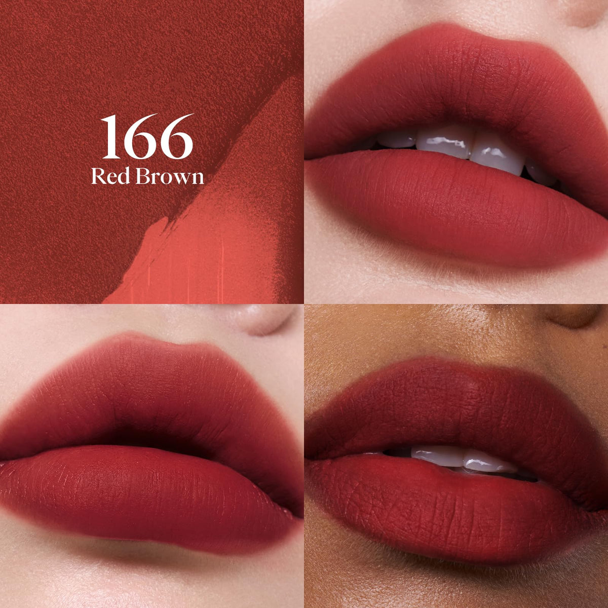 Joocyee Velvet Rouge Matte Lipstick Pencil swatch on lips for buildable color