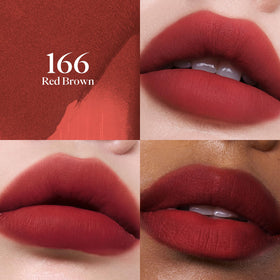 Joocyee Velvet Rouge Matte Lipstick Pencil swatch on lips for buildable color