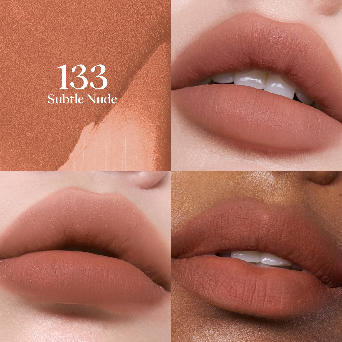 Joocyee Velvet Rouge nude beige shade swatch demonstrates versatile, everyday elegance for multiple skin tones.