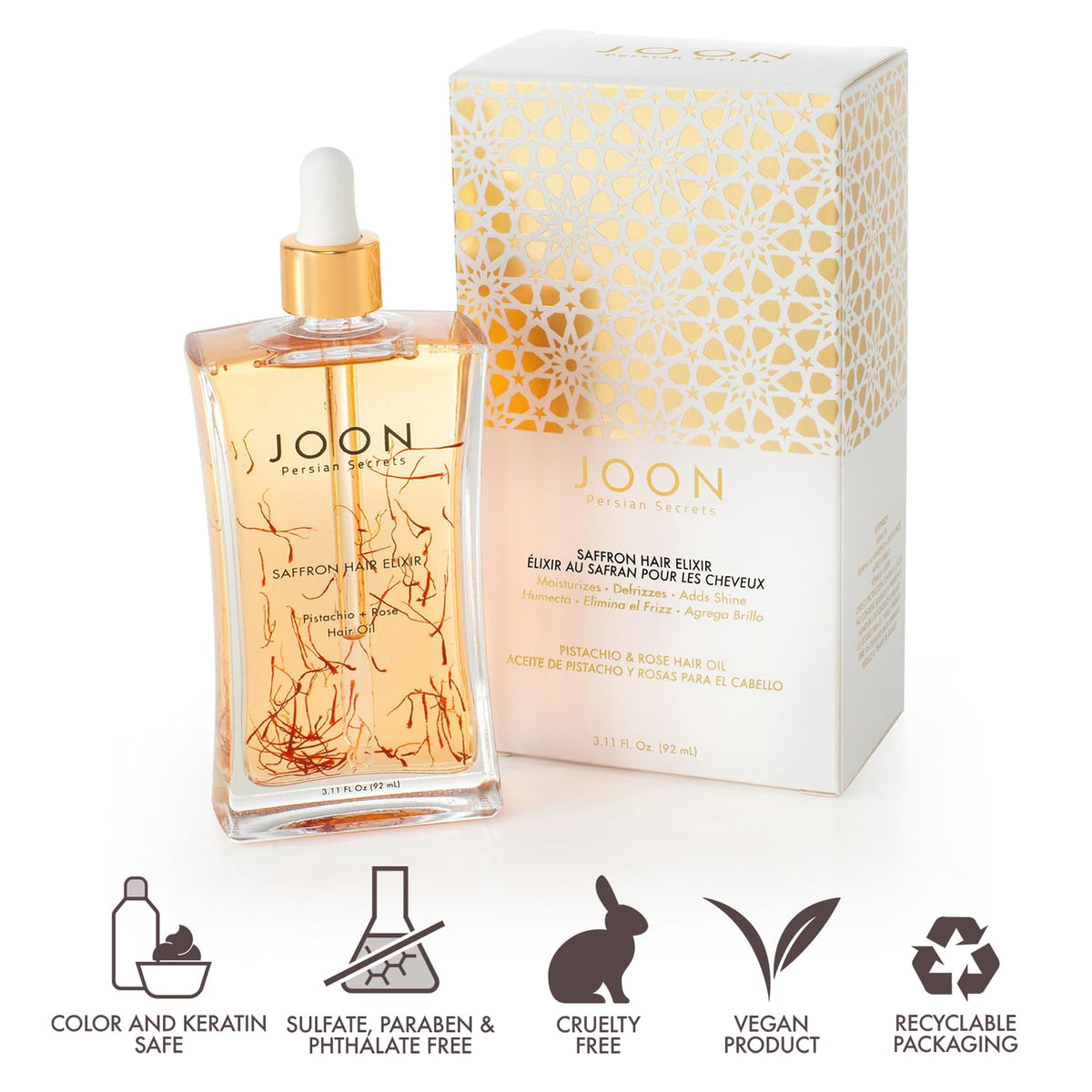 Applied to damp hair, Joon Elixir smooths and detangles