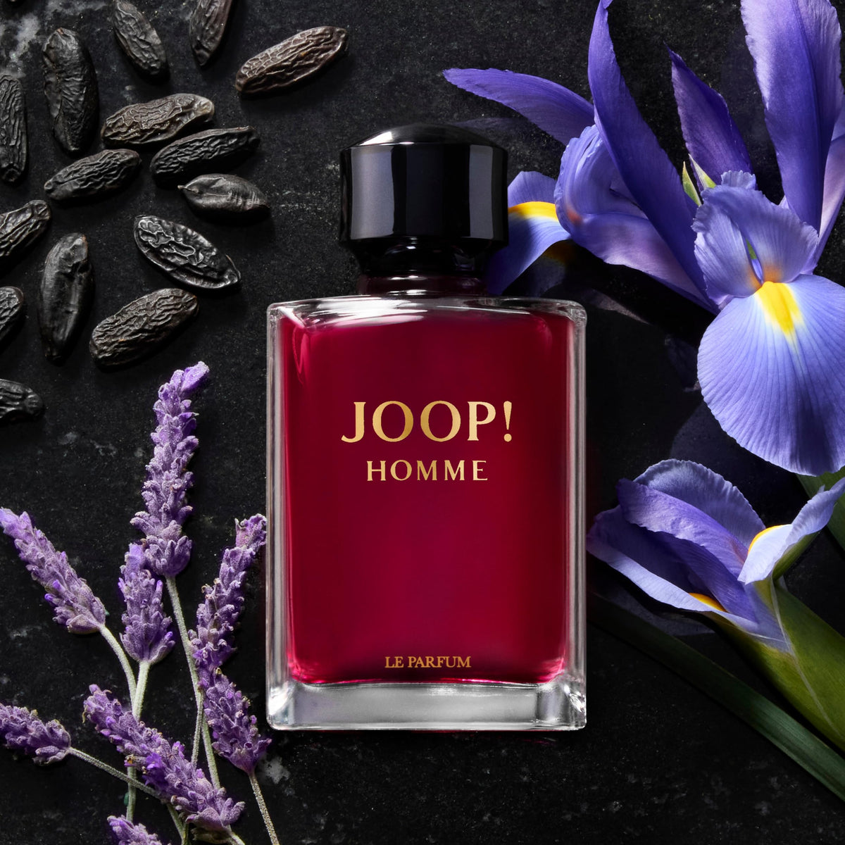 Joop! Homme Le Parfum cap closeup highlights premium craftsmanship and aroma.