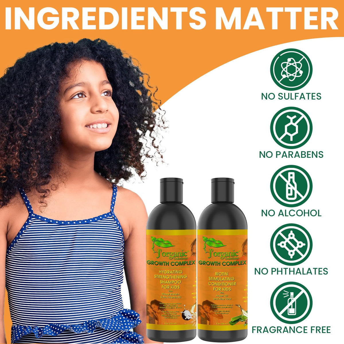 J' Organic Solutions Biotin Hydrating Shampoo label closeup highlighting clean, sulfate-free formula.
