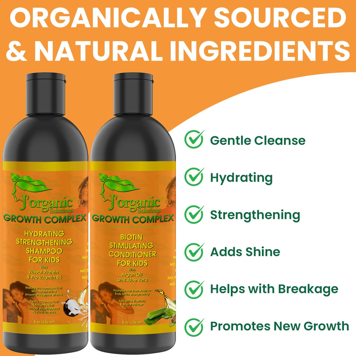 J' Organic Solutions Kid haircare set packshot featuring gentle, phthalate-free formulas.