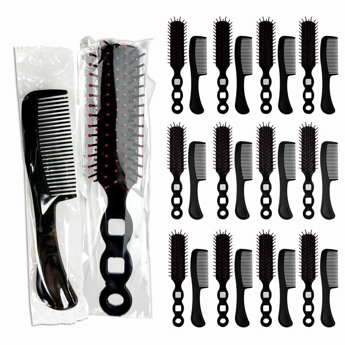 JoseHana hairbrush and comb set bulk packaging for easy restocking and donation.