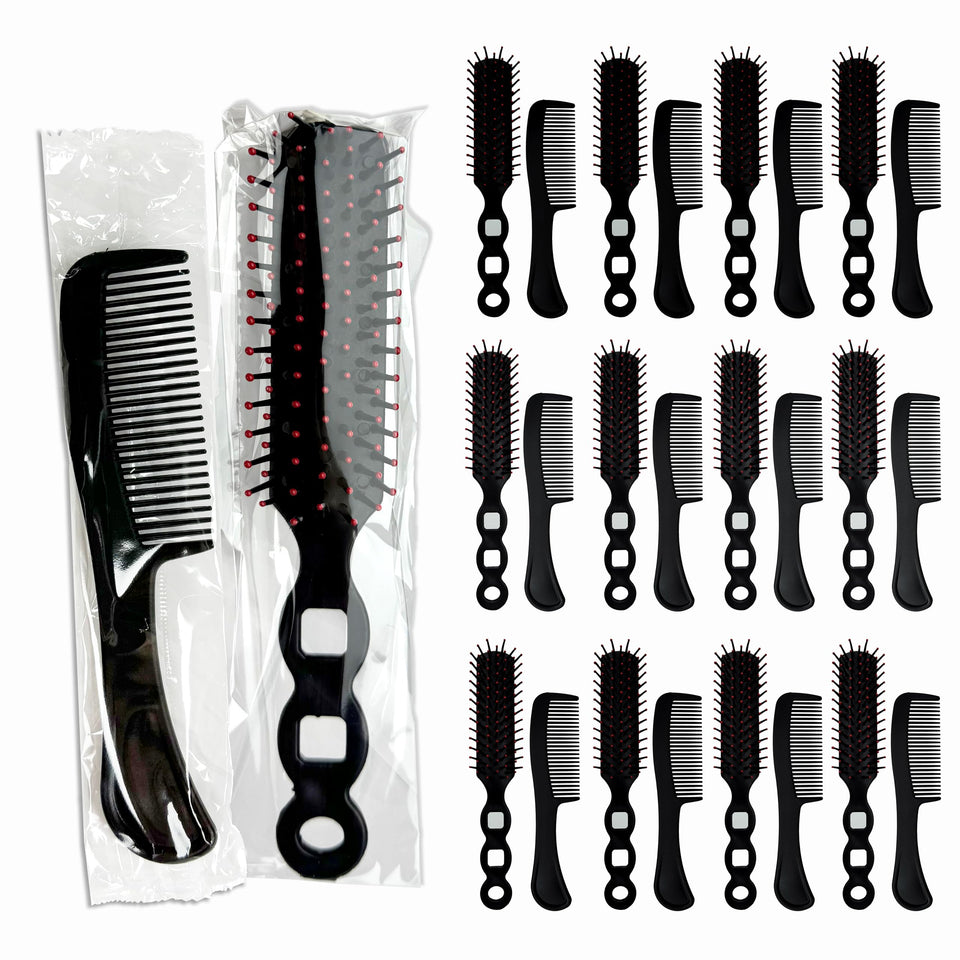 JoseHana hairbrush and comb set bulk packaging for easy restocking and donation.