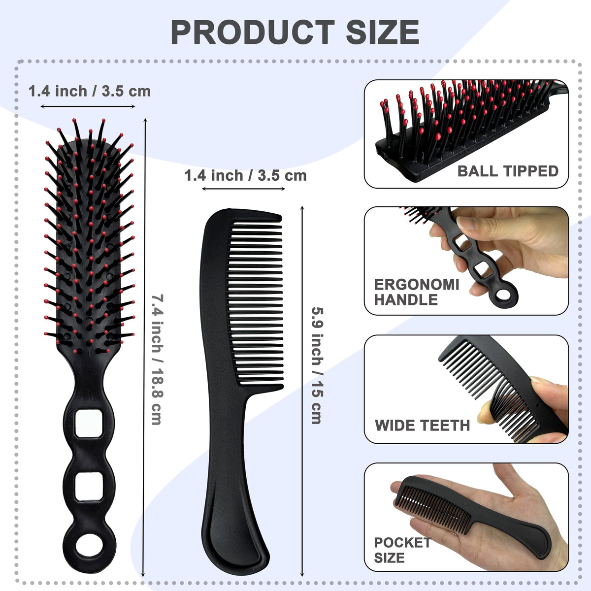 JoseHana individually wrapped haircomb in black for hotels and gym bags.
