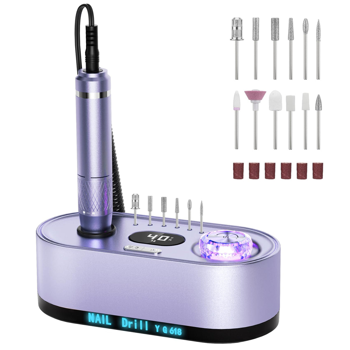 JOSGLOI electric nail drill with LCD display for precise speed control during manicures.