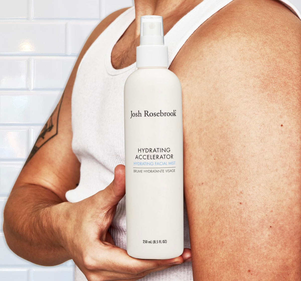 Mist on skin demonstrates lightweight hydration and cooling feel.