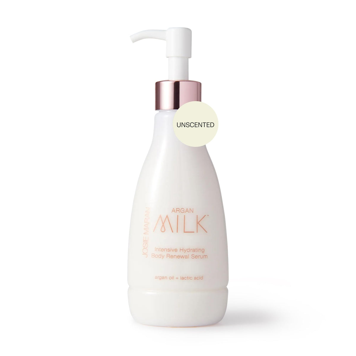 Josie Maran Argan Milk Body Serum bottle showing hydrated skin preparation
