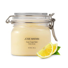 Josie Maran Argan Sugar Balm Scrub jar for gentle exfoliation and smooth skin