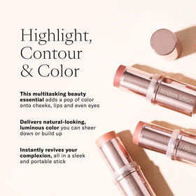 Josie Maran multi-use stick adds cheek color with a soft, dewy finish.