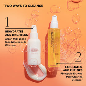Josie Maran Pineapple Enzyme Foaming Cleanser application step with foamy lather