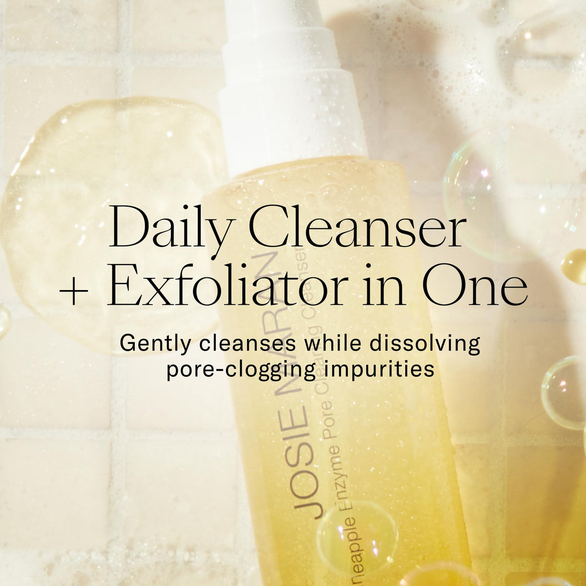 Josie Maran Pineapple Enzyme Foaming Cleanser foam texture ready for daily exfoliation