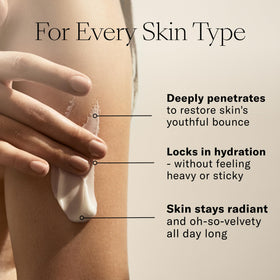 Applying Josie Maran Whipped Body Butter after a bath.