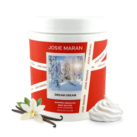 Josie Maran Whipped Body Butter bottle pour for lightweight hydration.