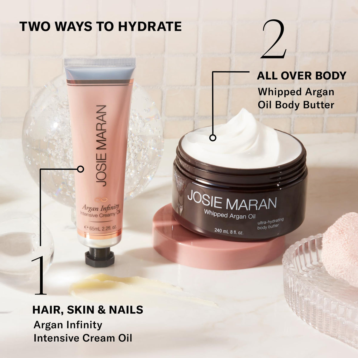 Fragrance-free Josie Maran Whipped Body Butter label detail.