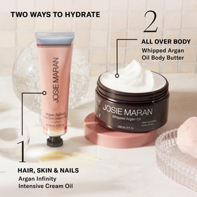 Fragrance-free Josie Maran Whipped Body Butter label detail.