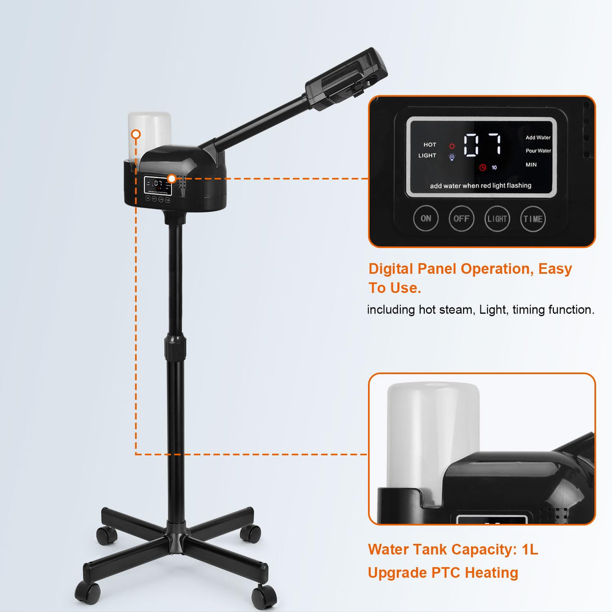 Jostzhxin steamer with adjustable height for fit during sessions