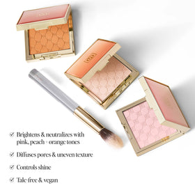 Jouer Soft Focus Brightening Powder under-eye application demonstrates gentle brightening with minimal texture