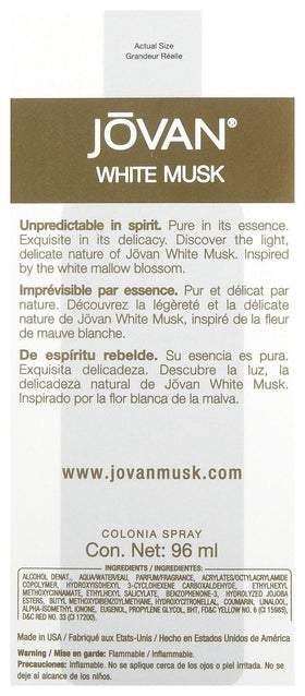 Cap detail of Jovan White Musk bottle, compact for travel