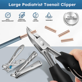 Jovareneo 25° curved toe clipper reaches deep into nail grooves.