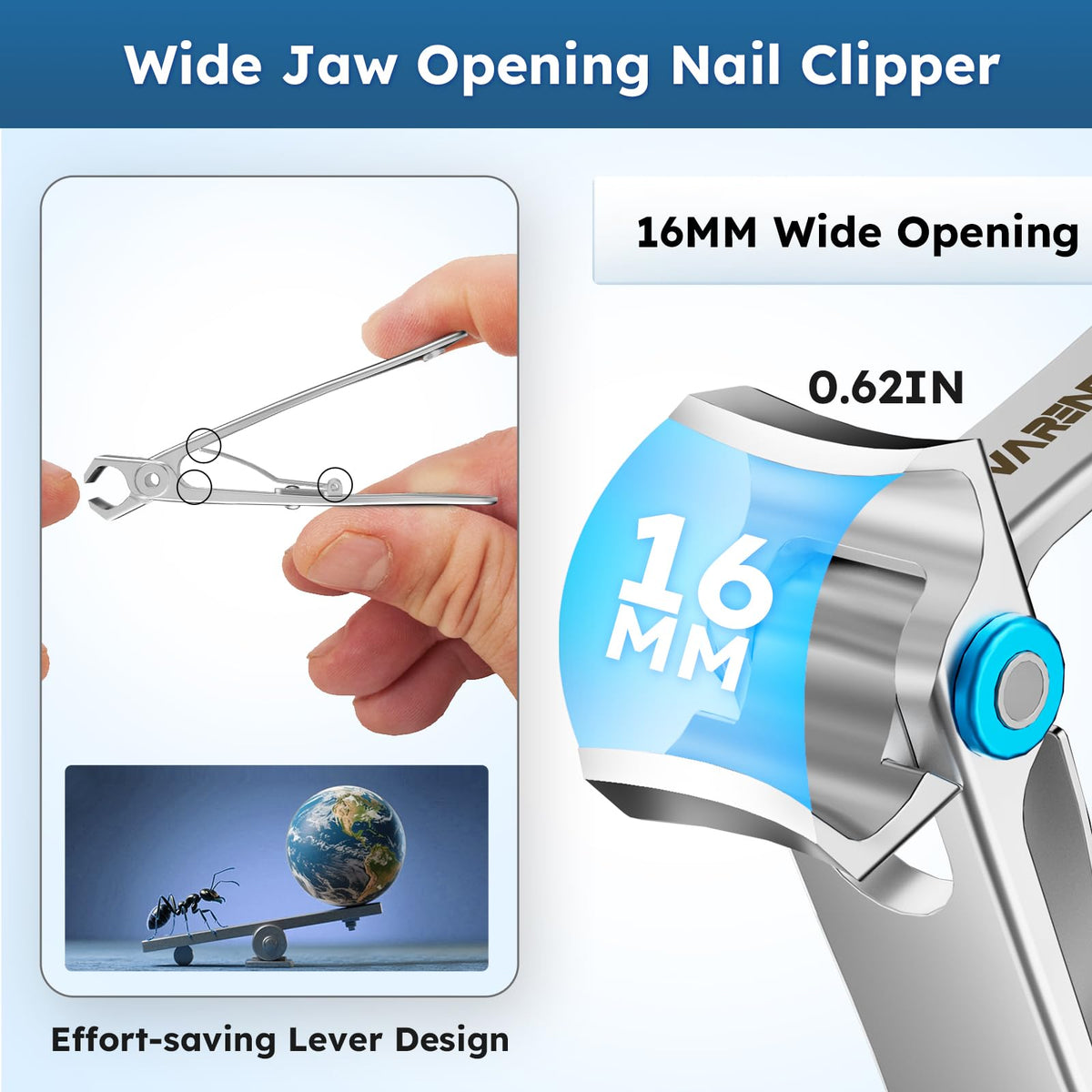 Jovareneo upgraded slanted nail cutter follows natural nail shape for precise trims.