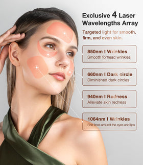 JOVS 4D Laser Therapy Mask side view highlighting sleek form and portability for use while relaxing.