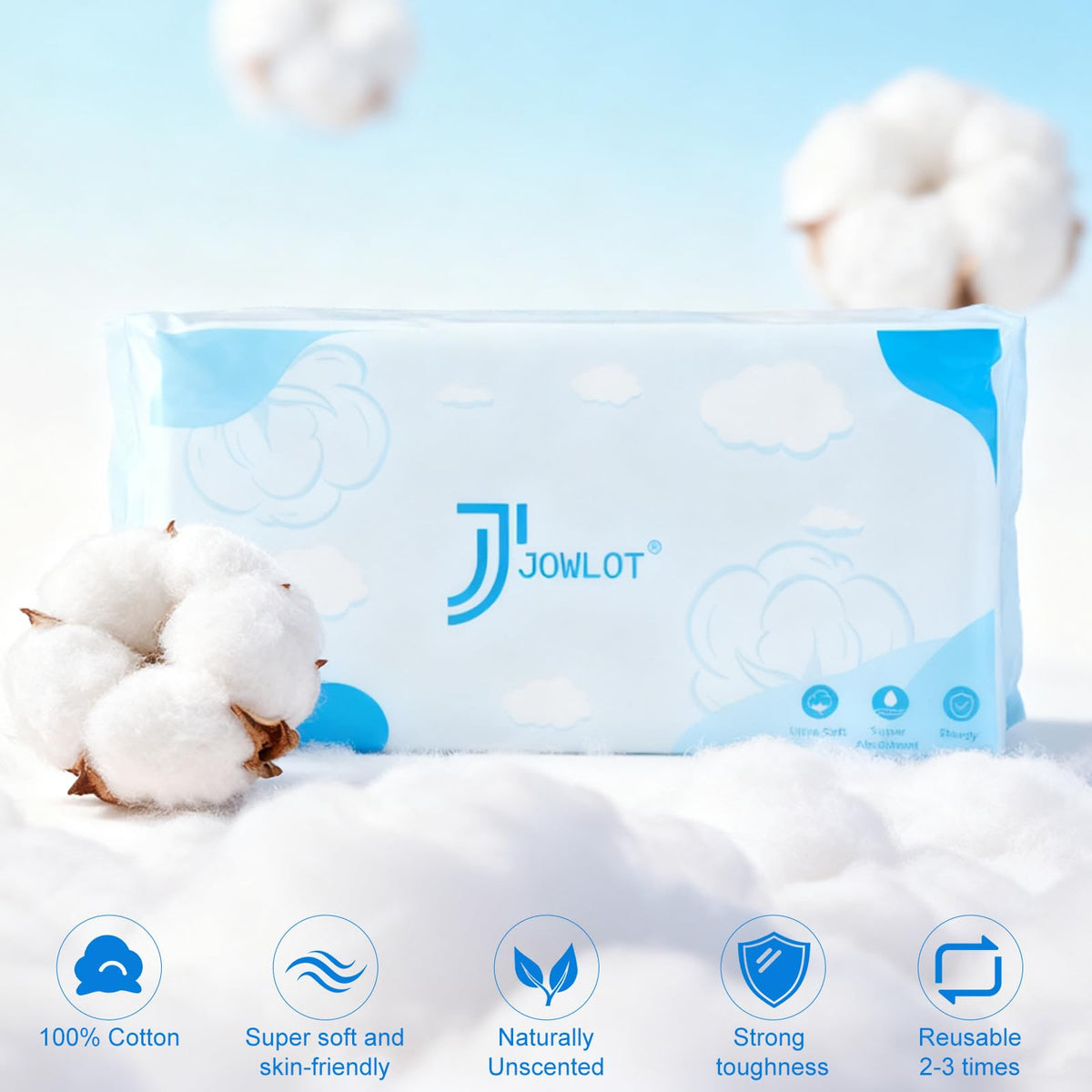 JOWLOT towels ready for dry and wet use, versatile for small tasks and makeup removal.