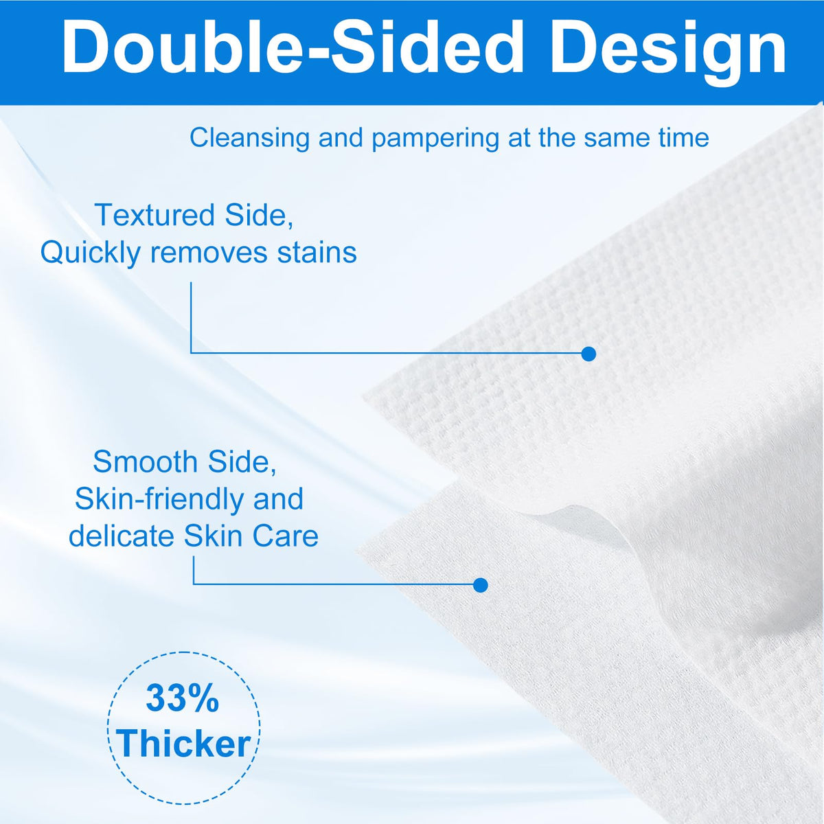 JOWLOT two-sided texture towel demonstrates smooth and pearl-textured sides for cleansing.