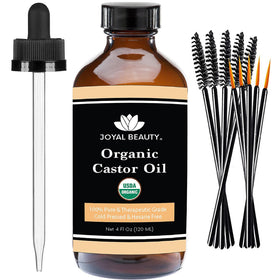 JOYAL BEAUTY castor oil bottle in amber glass preserves purity for skin and lashes.