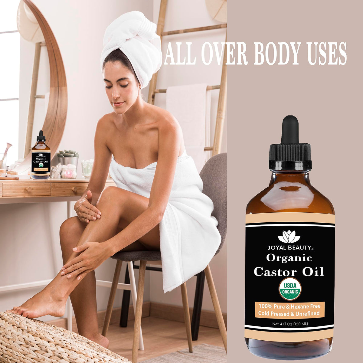 JOYAL BEAUTY ingredients label highlights organic, cold-pressed formula.
