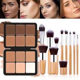 Joyeee 12-colors cream concealer palette swatches for versatile facial coverage.