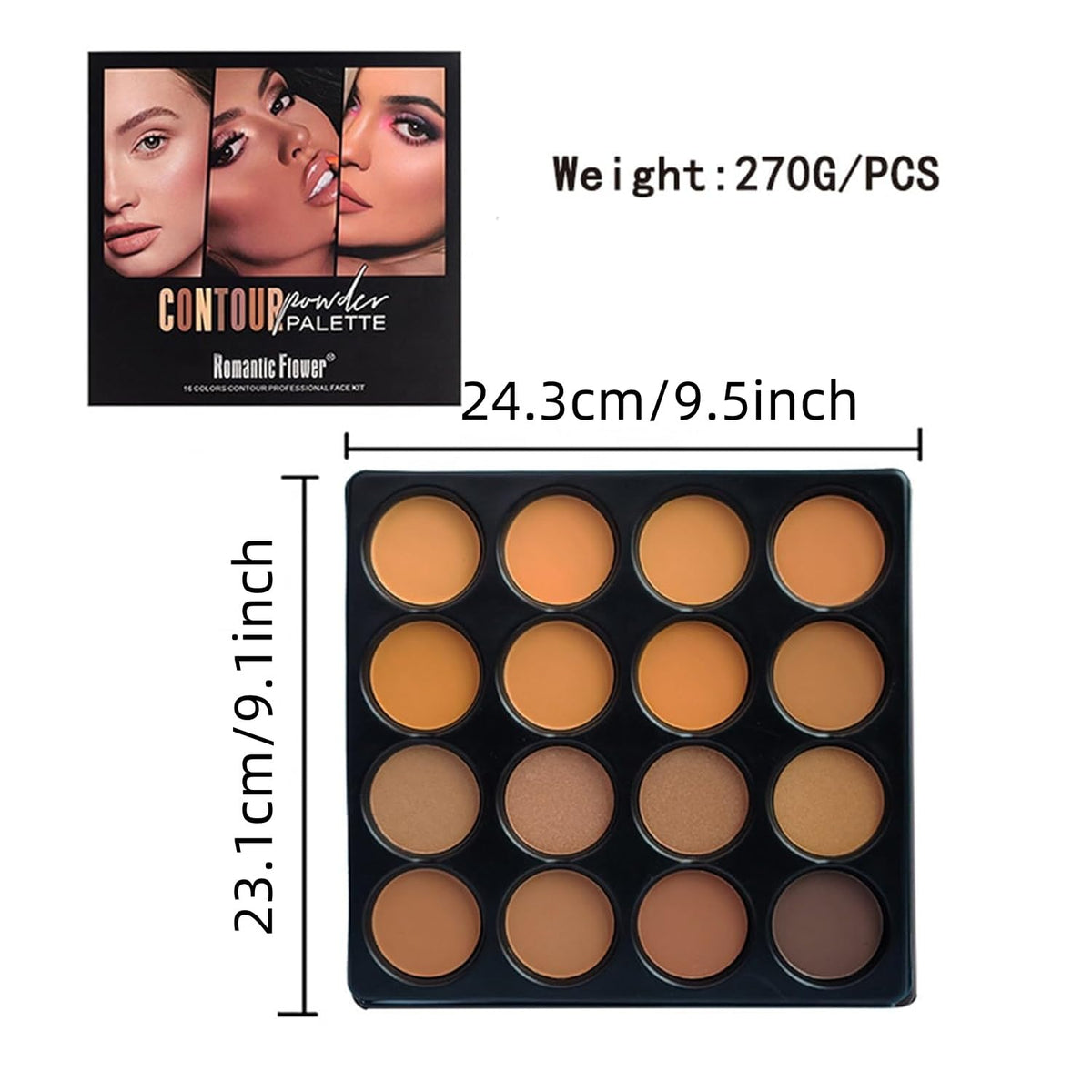 Joyeee finished look highlighting features with all-in-one palette.